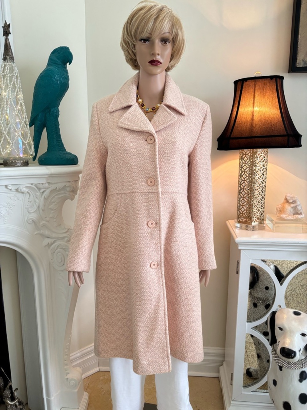 Nicole Blush Pink Long Single-Breasted Trench Coat - Picture 2 of 16